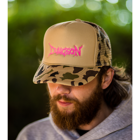 DUNGEON LOGO - PINK / CAMO FOAM TRUCKER CAP