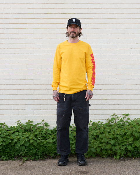 'PORTCULLIS' - LONG SLEEVE T - YELLOW / RED