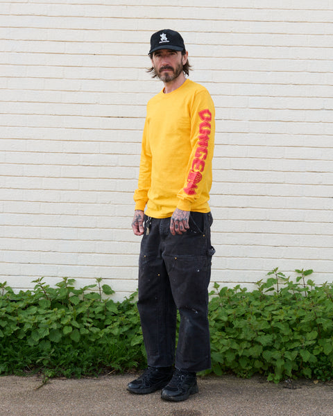 'PORTCULLIS' - LONG SLEEVE T - YELLOW / RED