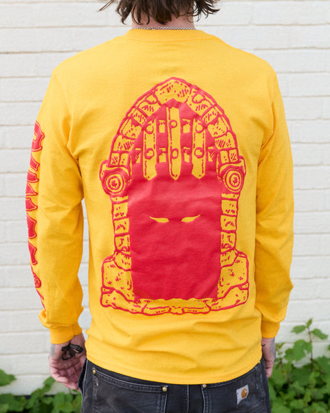 'PORTCULLIS' - LONG SLEEVE T - YELLOW / RED