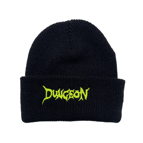 DUNGEON LOGO BEANIE - NEON YELLOW / BLACK