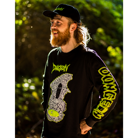 DUNGEON LOGO -  NEON YELLOW / BLACK CORD CAP