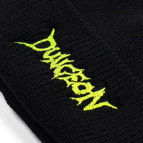 DUNGEON LOGO BEANIE - NEON YELLOW / BLACK