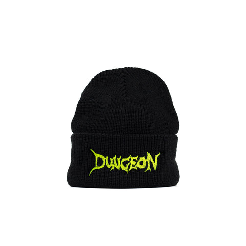 DUNGEON LOGO BEANIE - NEON YELLOW / BLACK