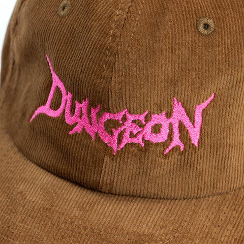 DUNGEON 'CAMEL CORD' LOGO CAP - NEON PINK