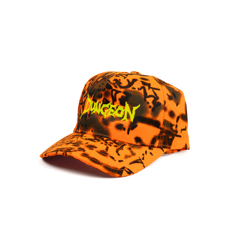 DUNGEON LOGO -  ORANGE FOREST CANVAS CAMO CAP