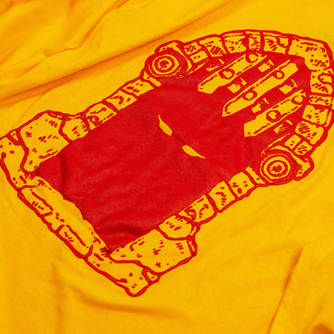'PORTCULLIS' - LONG SLEEVE T - YELLOW / RED