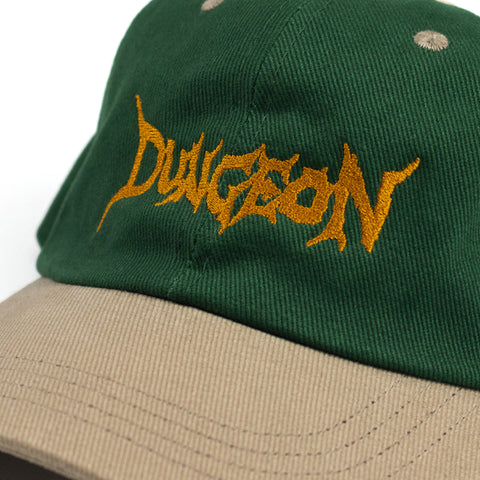 DUNGEON 'BRUSHED COTTON' LOGO CAP - GREEN / TAUPE