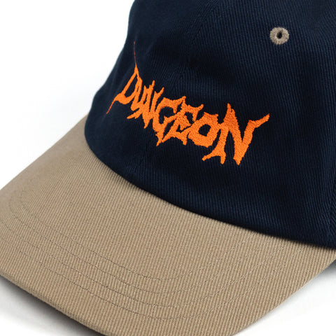 DUNGEON 'BRUSHED COTTON' LOGO CAP - NAVY / TAUPE
